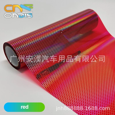 Car headlight protective film: Car Light Film Laser Honeycomb - red-03-8m
