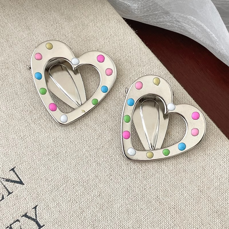 Punto de color goteo de aceite de plata clip de cabello de metal para mujeres nuevo clip lateral de goteo de agua clip de cabello de cabeza clip de cabello frente joyería clip de frangeo