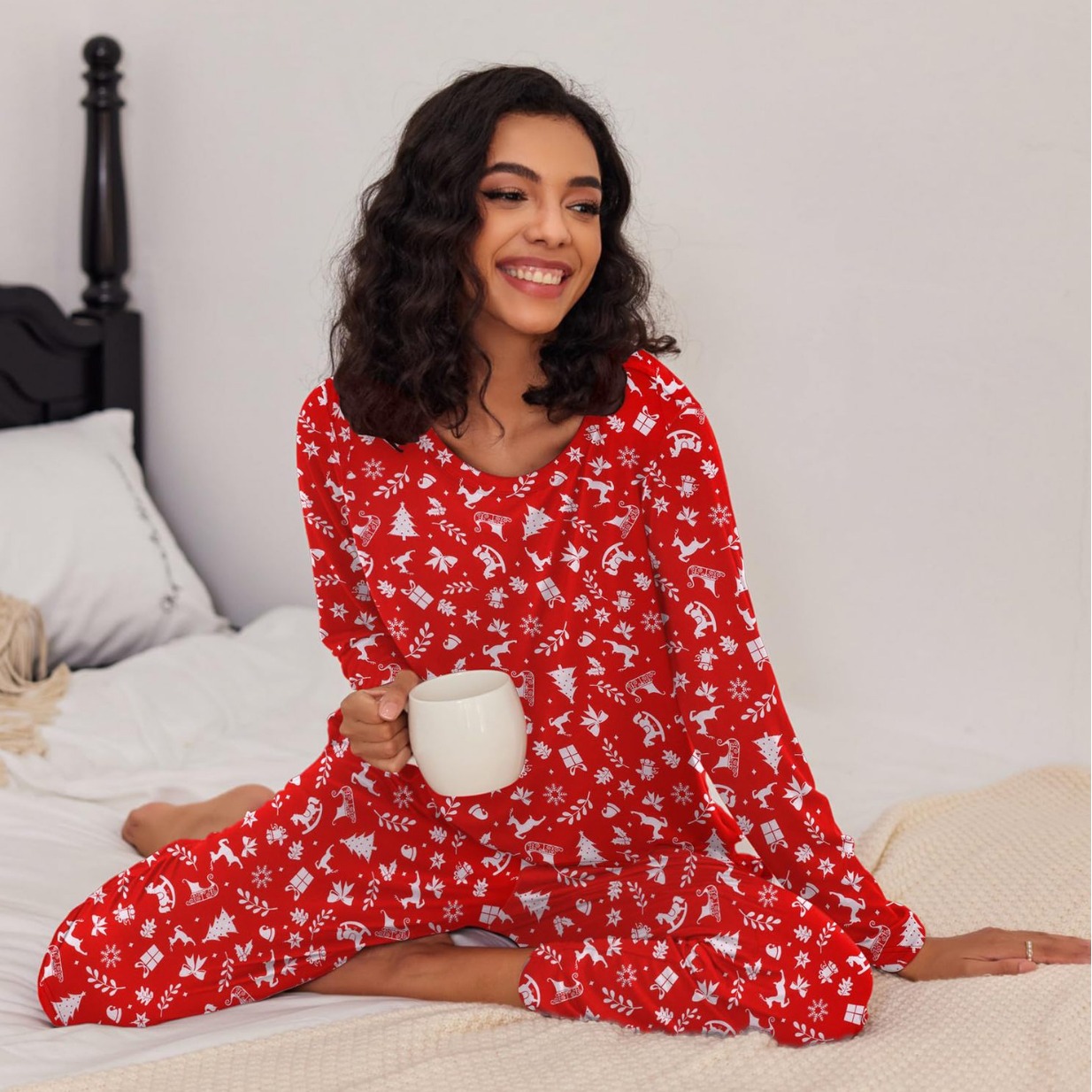 Traje de pijama transfronterizo nuevo estampado cómodo pantalón de manga larga europeo y americano estilo casual de Amazon traje de dos piezas al por mayor