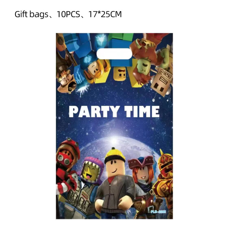 新款虚拟世界主题派对装饰Roblox沙盒拉旗气球吹龙蛋糕派对用品|undefined