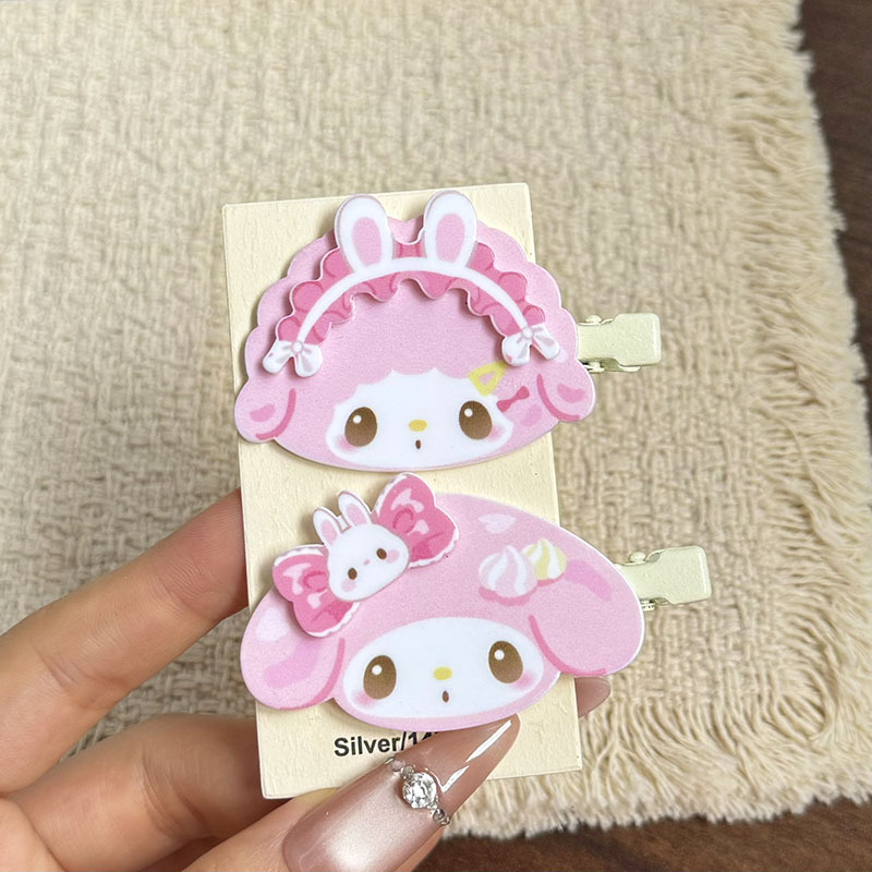 Cute Cream Rabbit Ear My Melody Little Sheep Seamless Hair Clips Cartoon Sweet Girl Style Bangs Hairpins Hair Accessories Wholesale