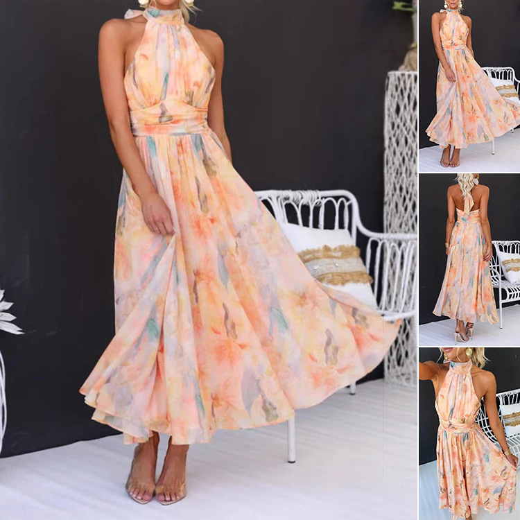 2025 French Style Dopamine Colorful Long Skirt Seaside Fairy Vacation Oil Painting Dress Long Skirt for Women 2025 French Style Dopamine Colorful Long Skirt Seaside Fairy Vacation Oil Painting Dress Long Skirt for Women