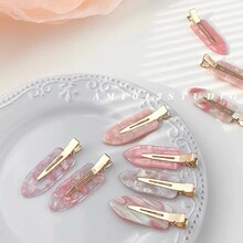 日韩少女无痕夹樱花高级感化妆发夹网红粉色侧边夹简约一字夹批发