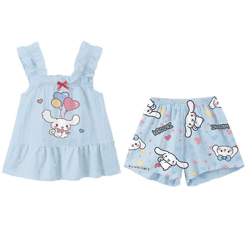 Niñas chaleco camisola arco pijamas Niña impresa princesa niños verano sin mangas homewear Set