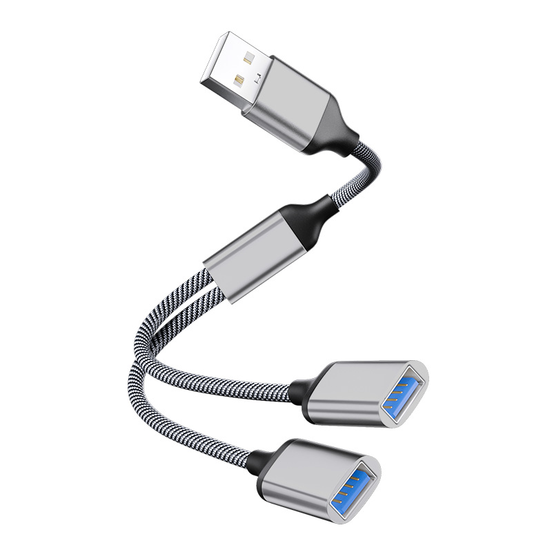 Usb to usb*2 adapter cable gray