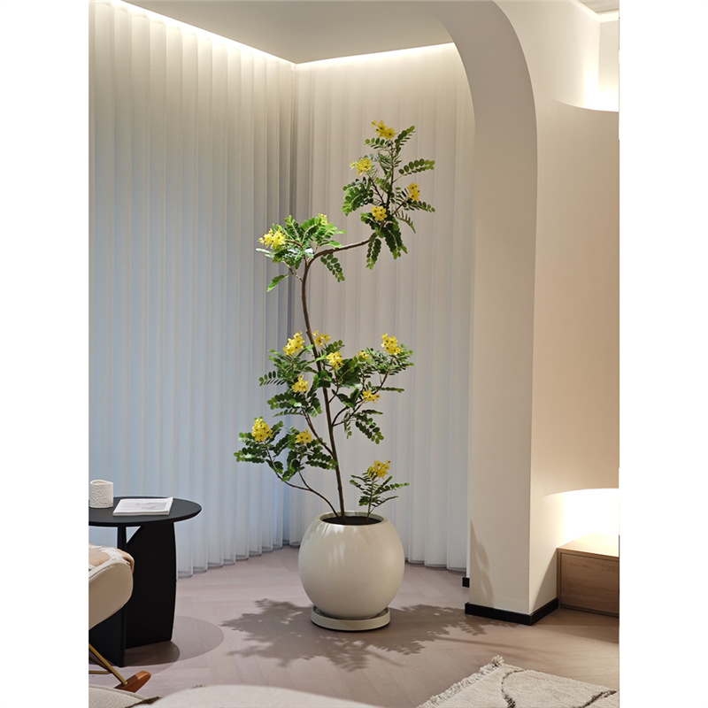 海虹景品黄金树仿真绿植室内客厅仿生假树花大型落地盆栽仿真花