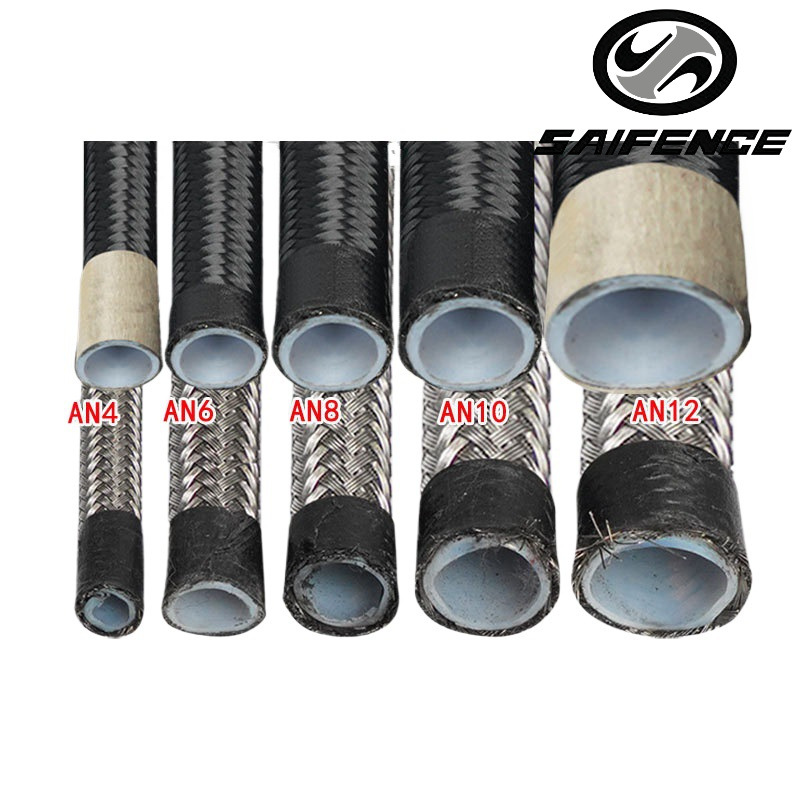 Universal Racing Hydraulic Oil Hose PTFE High Temperature AN4-AN12 (Tubing) - 1-meter-silver-stainless-steel-an4