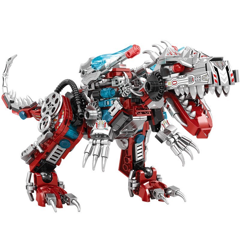 Free Shipping Compatible Lego Dinosaur Knight Mech Assembled Building Blocks Purple Flame Mechanical Dinosaur Institutional Gift Children's Toys