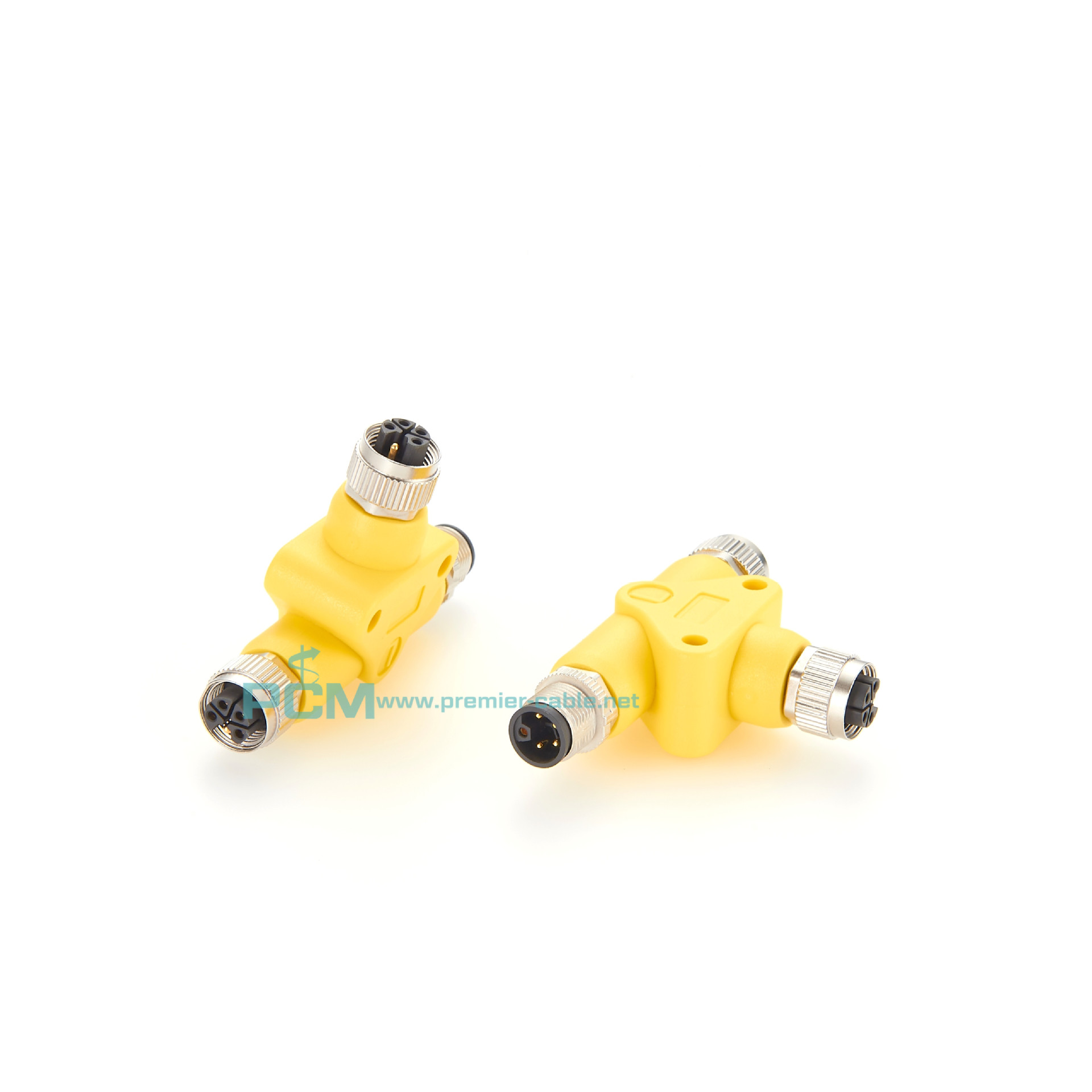 IP67 K L M S T编码 M12 HYT型456芯1公头2母头直插分路器连接器