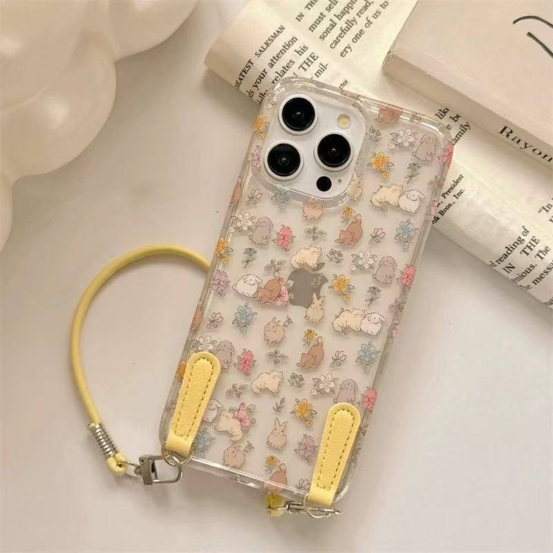 Cordón hebilla de cuero semitransparente pantalla completa conejito floral kk