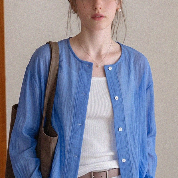 韩系衬衫外套女夏季薄款外搭薄纱罩衫防晒开衫空调衫上衣