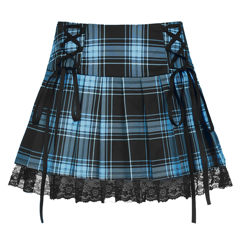 Lace Cross-Tie Pleated Skirt NSSSN75224