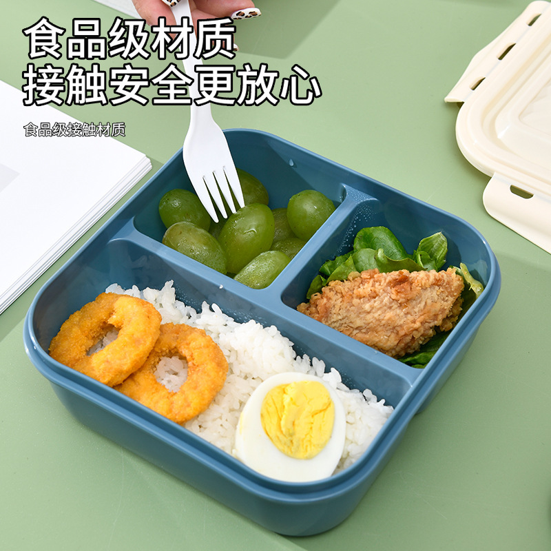 Caja de almuerzo de plástico al por mayor de gran capacidad cocina casera caja de almuerzo para adultos de grado alimenticio PP estudiante caja de comedor portátil