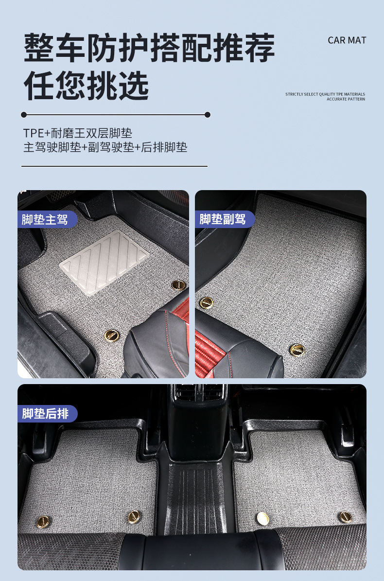 Full-Coverage Tpe Car Floor Mats, Double-Layer Detachable and Wear-Resistant, Suitable for All Car Models