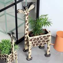 图邦田园风大象多肉木质花器咖啡厅装饰动物花盆台面摆件收纳盒