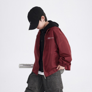 Boys' Autum Clothing Handsome Fake Two-Piece Hooded Baseball Jacket 2025 New Kidsren's Clothing Autum Sports Jacket