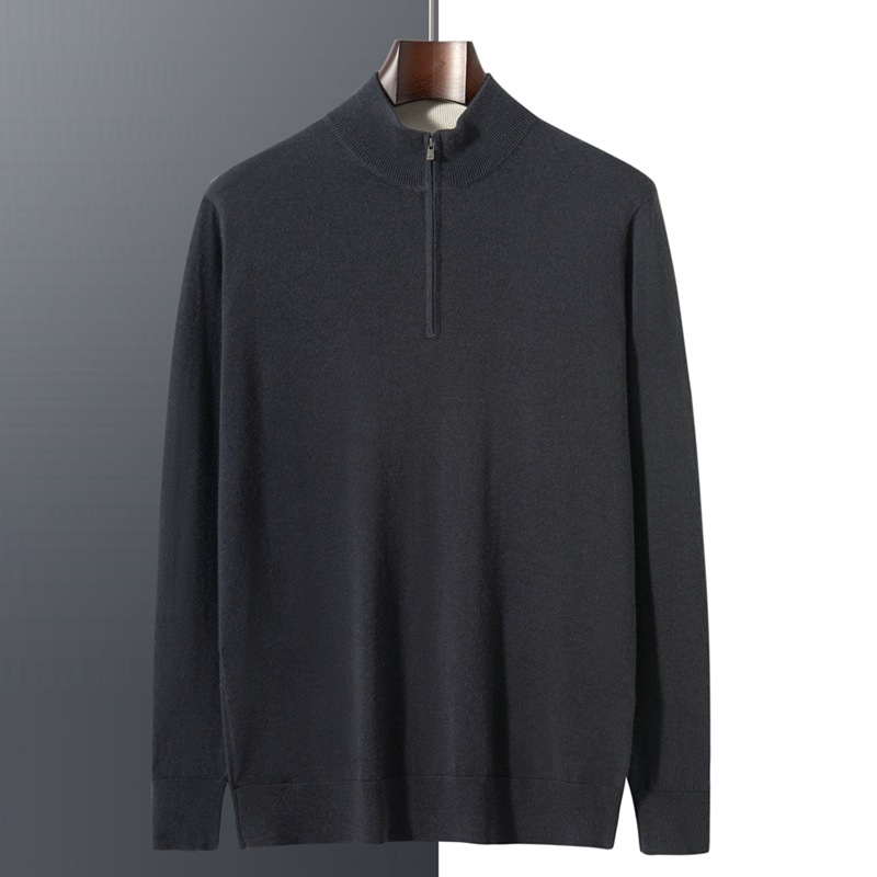 Cashmere knitted autumn base sweater with zipper