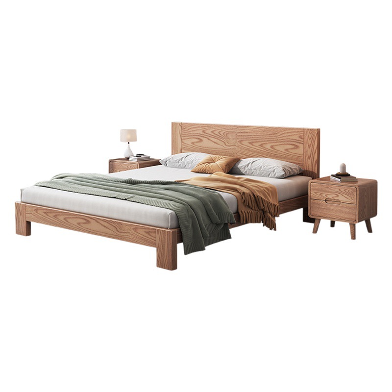 Cama nórdica cama de madera maciza de cera blanca 1,8 m moderno minimalista hogar 1,5 m dormitorio principal registro estilo individual cama de boda Doble