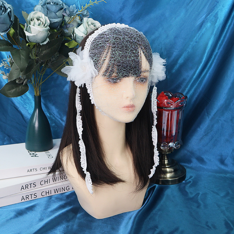 Amazon transfronterizo de encaje negro velos de cabello agujeros grandes toque de malla foto de fiesta de belleza TK