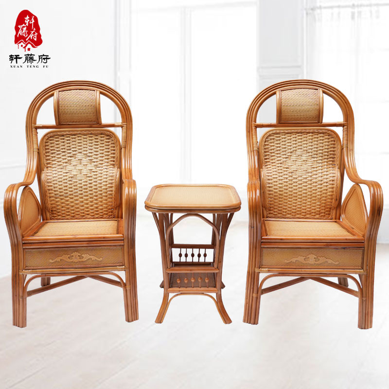 발코니 등나무 의자 3 종 세트 테이블과 의자 레저 등받이 의자 진짜 등나무 현대 간단한 거실 2 의자 1 테이블 홈