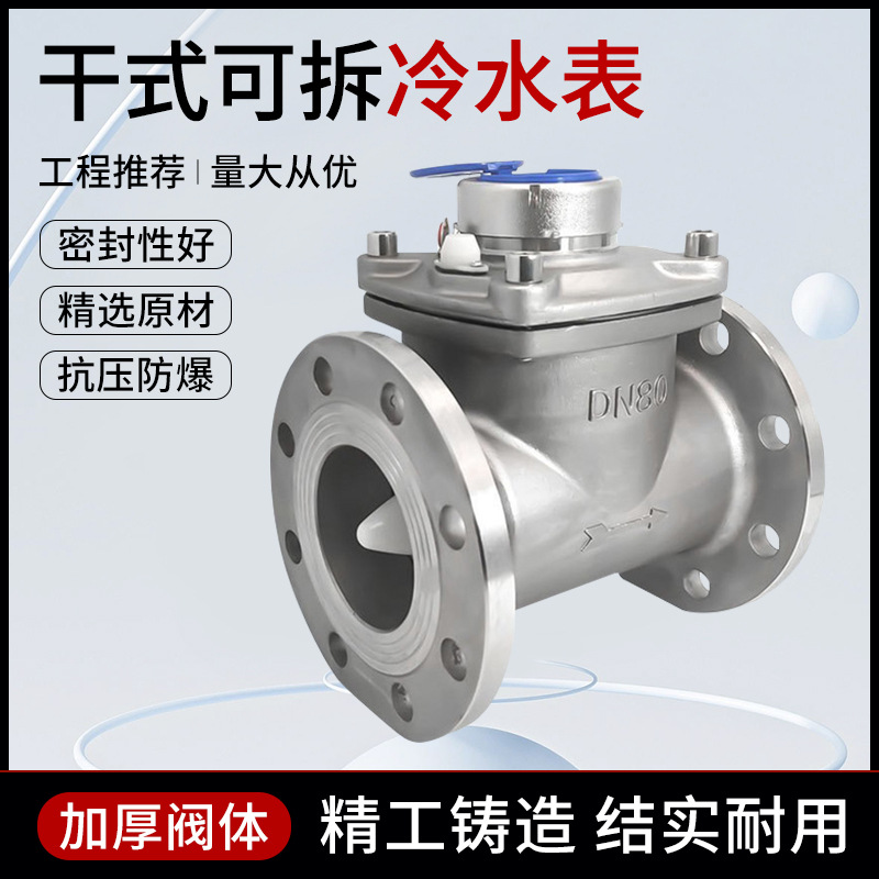 水表 4寸6寸304/316不锈钢耐腐蚀工业化工专用可拆法兰螺翼式水表