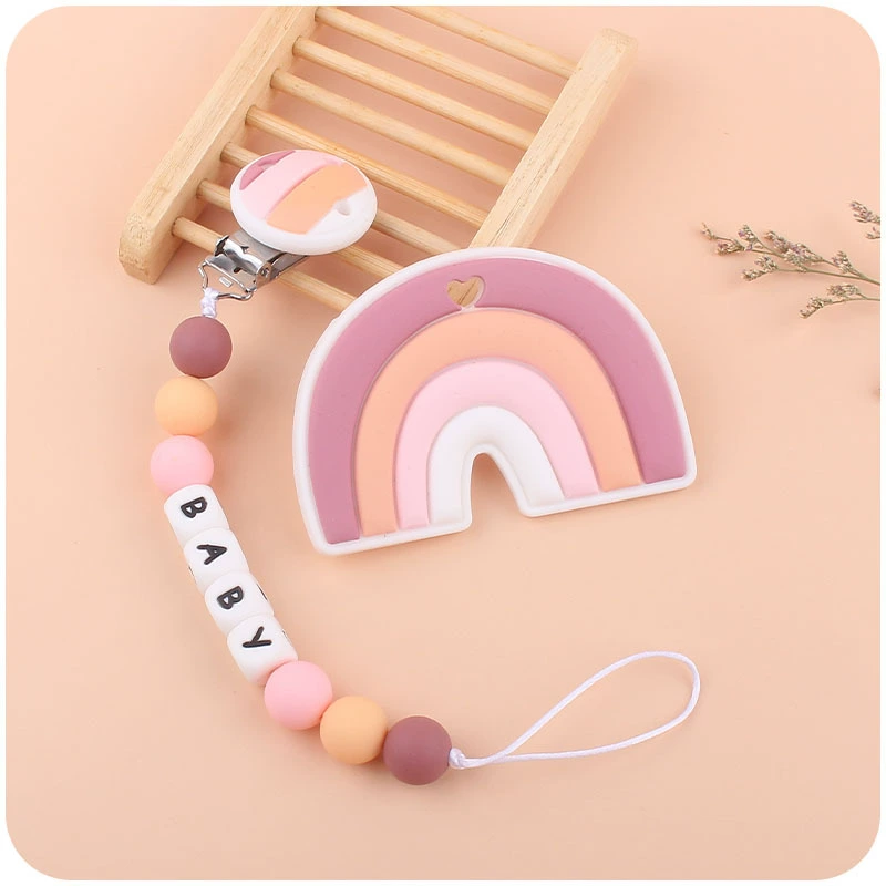 Детские Мультфильм Силиконовые Радуга Клип Успокаивающий Детские Мультфильм Радуга Силиконовые Резинки Молярная Игрушка