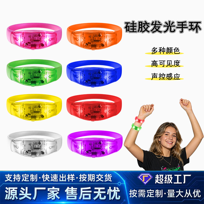 Pulsera LED Luminosa por Sonido 2 Luces Silicona