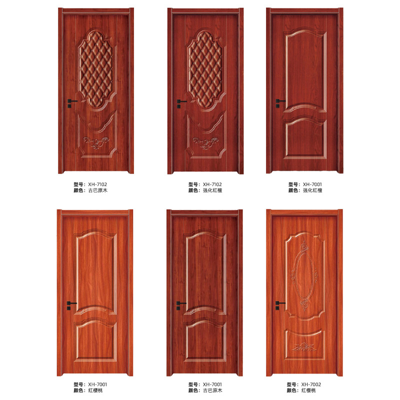 Puerta compuesta de madera maciza, puerta interior, puerta sin pintura, puerta de cristal de carbono, puerta del dormitorio, puerta batiente insonorizada, puerta de traje de hotel, puerta de madera maciza image 4