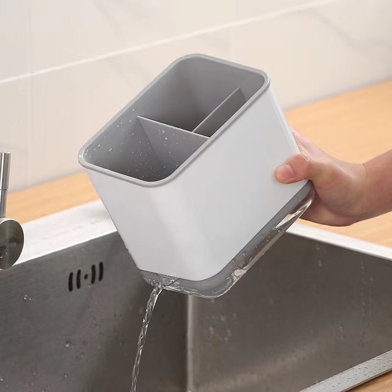 キッチン収納グッズ 水切りトレイ付き箸立て 多機能食器収納ラック 家庭用防カビ箸筒