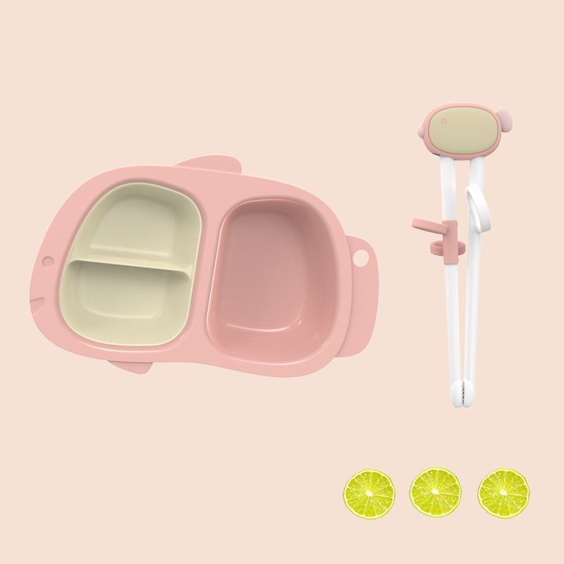 婴儿童餐具宝宝卡通喂养餐盘辅食碗吃饭训练勺筷子分格吸盘式套装