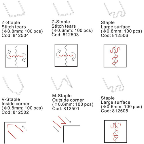 Car bumper repair machine plastic welding machine welding nail patch hot nail fixer hot melter welding nail 1000 pieces per pack