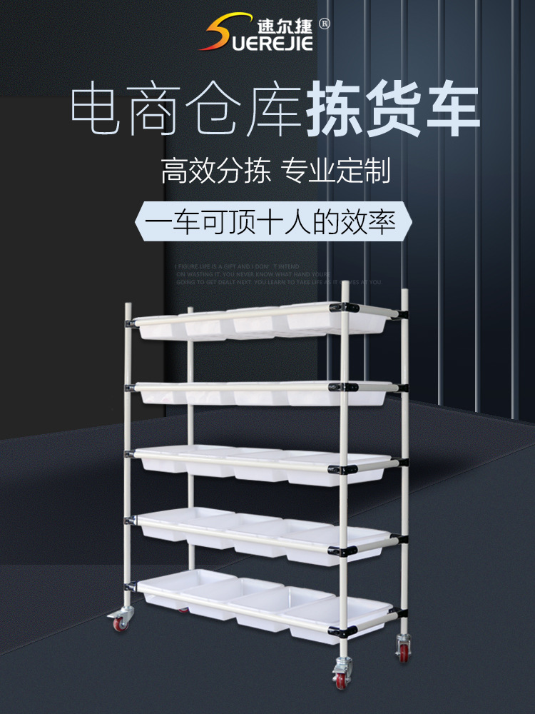 速尔捷电商拣货车分捡车配货车快递理货车手推播种墙云仓库分拣车