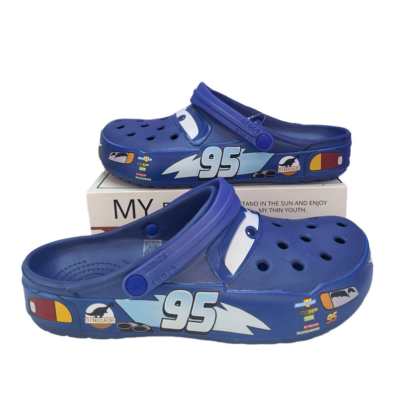 Foreign Trade Cross Mcqueen Cartoon 95 Car Clogs Children's Shoes Men's and Women's Couples Outdoor Non-Slip Beach Sandals