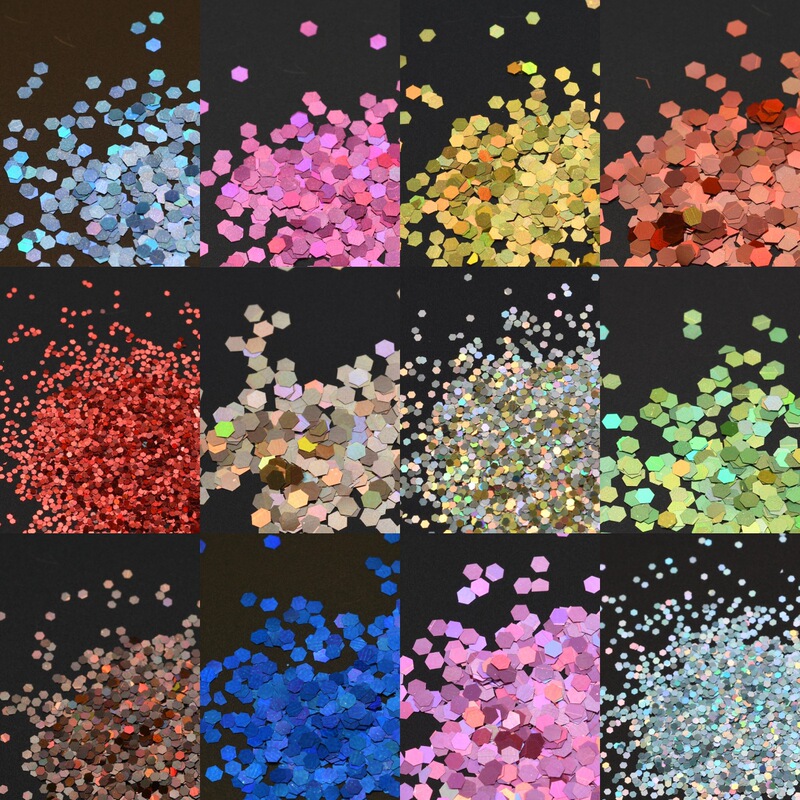Spot Wholesale! Laser Sequin Multi-Size Manicure Glitter Powder Pet High Temperature Resistant Quicksand Flow Hemp Glue Jewelry