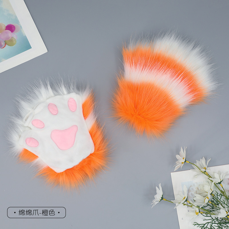 代装手作りぬいぐるみLolita獣耳獣爪アクセサリーソフト萌え妹猫娘INS猫爪半指手袋|undefined