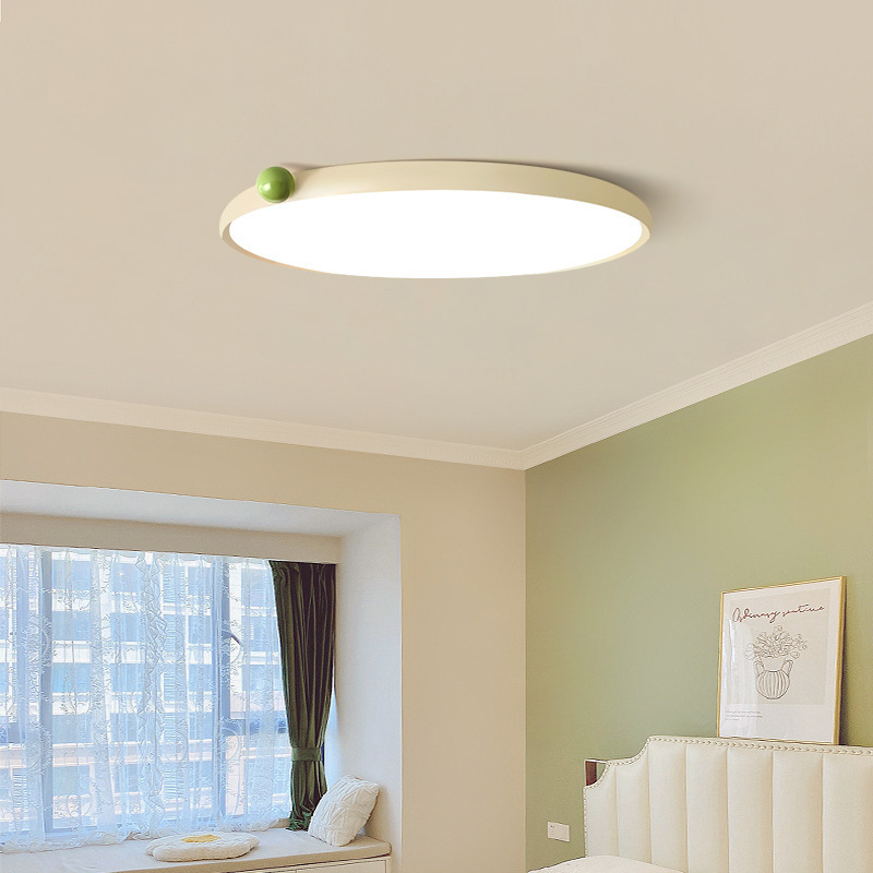 Bedroom Lamp Cream Style Ultra-thin Small Milk Bean Eye Protection Ceiling Lamp Full Spectrum Simple Wabi-sabi Style Master Bedroom Kidsren's Room Lamp