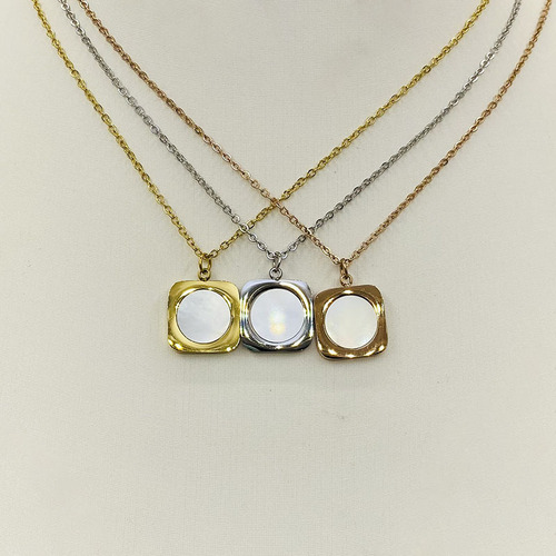  new trendy light luxury niche titanium steel square tag necklace women's clavicle chain temperament internet celebrity jewelry high-end
