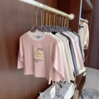 Yuer Rabbit Baby Осенний одинарный топ Весенне-осенняя основа Хлопковое детское тонкое нижнее белье для малышей Детская одежда.