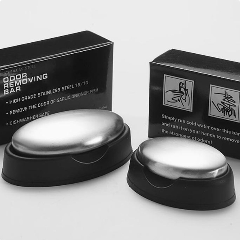 Kitchen Creative Stainless Steel Soap Lazy Supplies Deodorizing Hand Soap to Remove Fishy Smell Large Oval Metal Soap