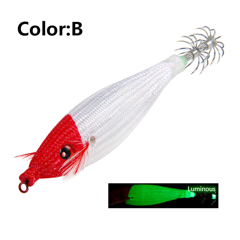 LT130827 nuevo camarón de madera Toto tejido luminoso falso cebo gancho de calamar gancho de la explosión