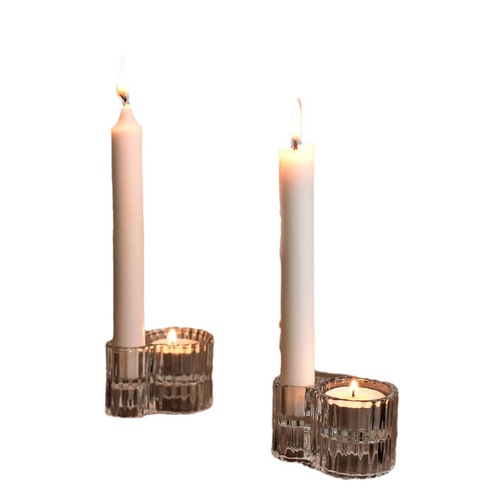 Wholesale simple style candle candle holder romantic dinner glass candlelight transparent ornament tea light stormproof lamp Halloween