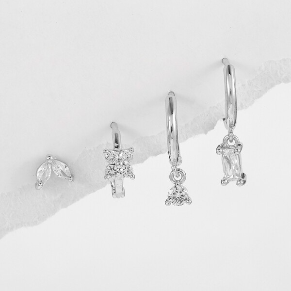 fashionable geometric earrings with zircon
