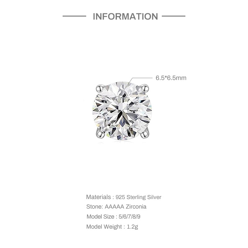 Simple Style Round Silver Plating Inlay Zircon Ear Studs 1 Pair