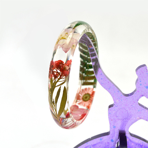 Flower Cambodia Bracelet Mold DIY Glue Mold Curved Ring Dried Flower Resin Straight Bracelet Silicone Mold