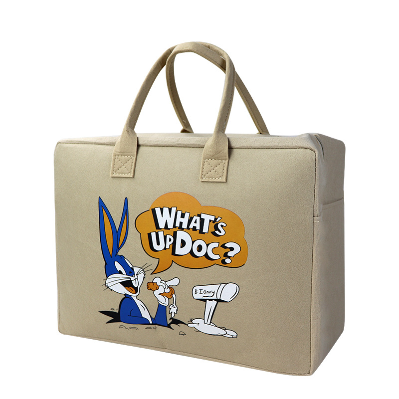 Cartoon felt travel bag wholesale duck hand luggage storage bag versatile portable felt bag custom