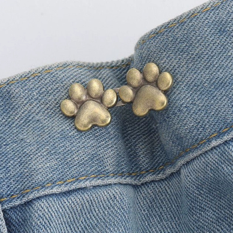 Nail-Free Removable Waist Buckle Pair, Flat-Bottom Seamless Buttons for Pants & Skirts, Assorted Designs