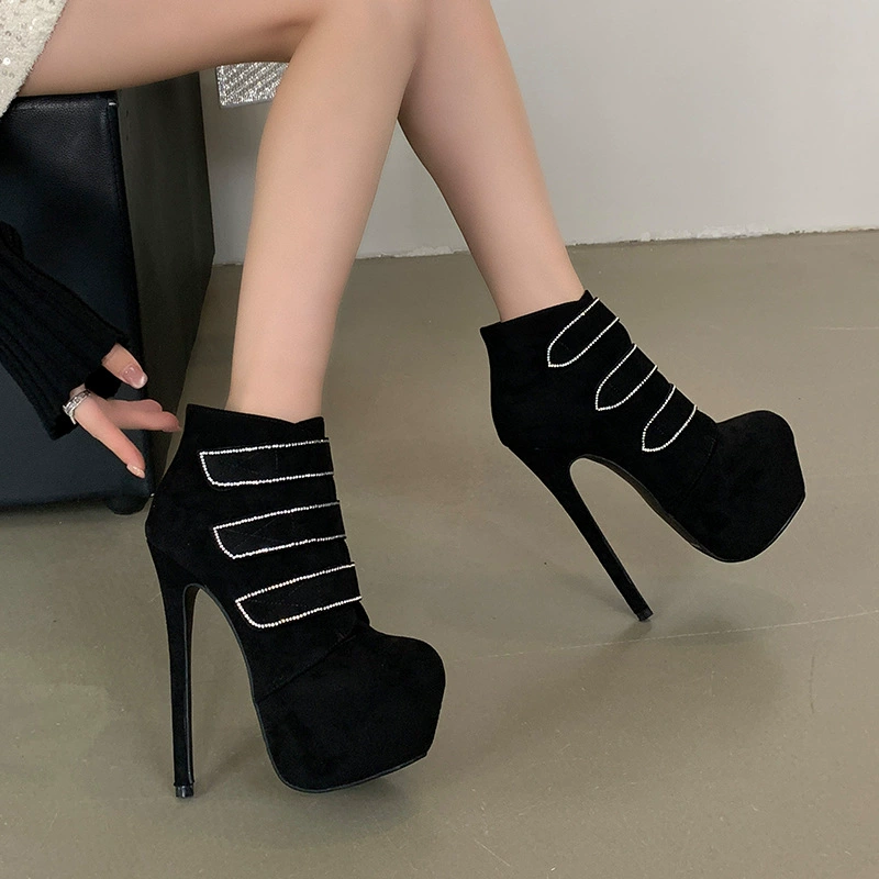 Модные сапоги на высоком каблуке 2024 новые 16CM водонепроницаемый стол женские сапоги 35-42