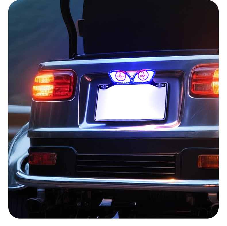 Cross-Border Motorcycle License Plate Screw Light Triangle Semicircle Flashing Devil Eye Modified Universal Decorative Accessories Car Lights