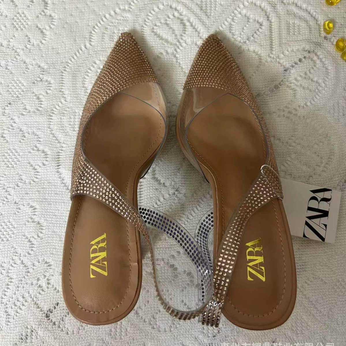 Zara, stiletto heels PVC, belt low-cut, sandals