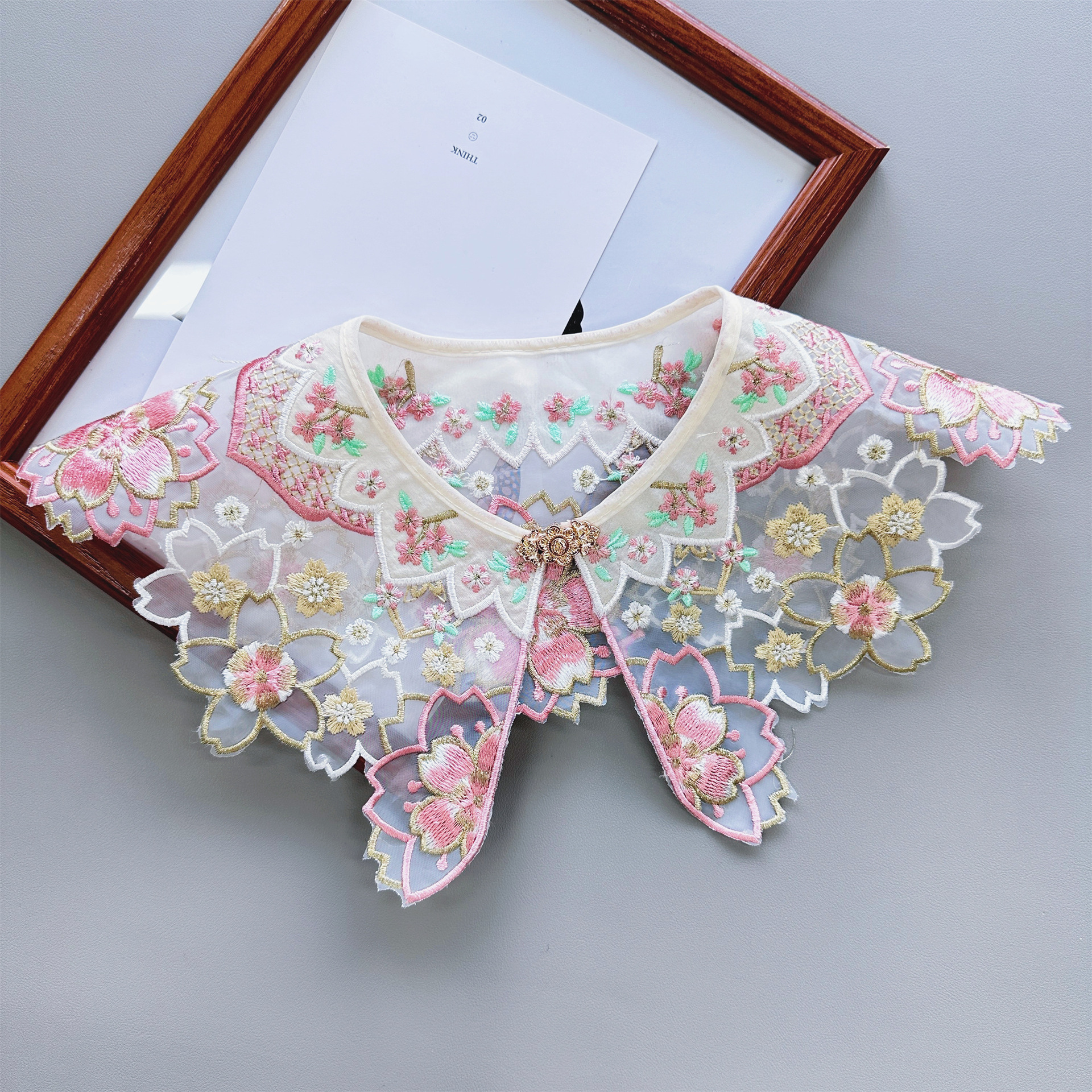 Collar bordado colorido con cuentas borla collar flor estilo antiguo hanfu chaleco falda niños vestido de mujer a juego collar falso